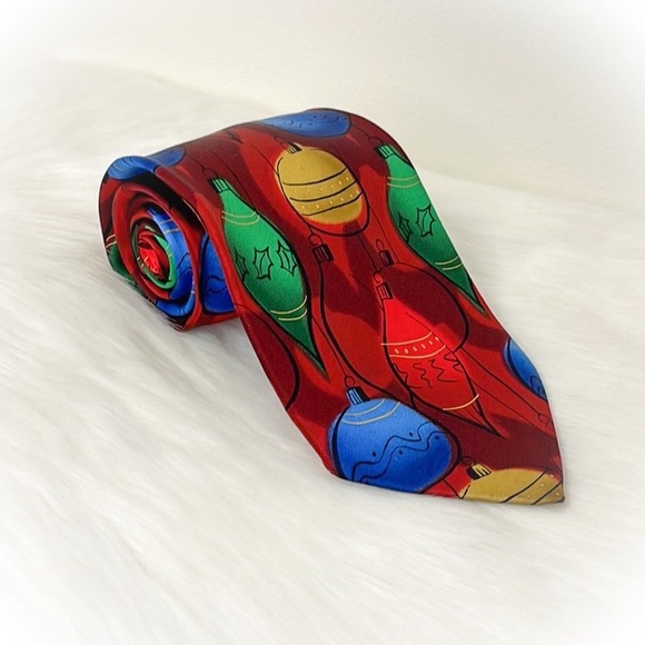 💕Beautiful Christmas Ornaments Jerry Garcia Mens Silk Tie💕 - Picture 11 of 13